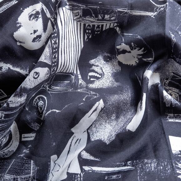 Alorna Wool Overcoat Graphic Lining Black Size L Dark Academia - Picture 11 of 14